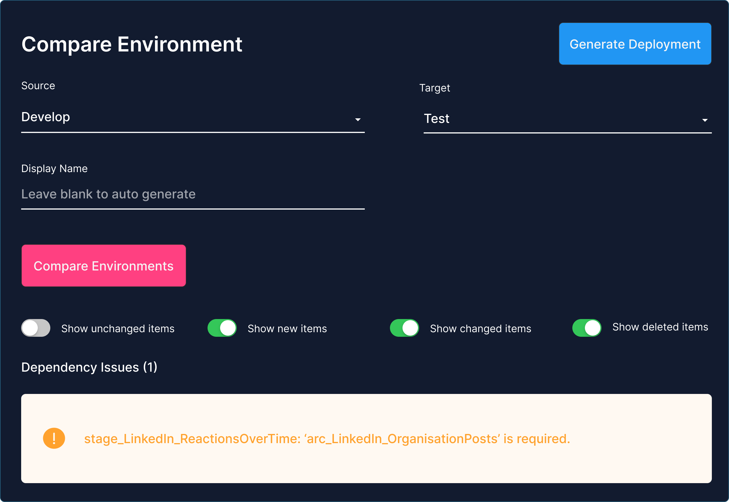 deploy in seperate environments